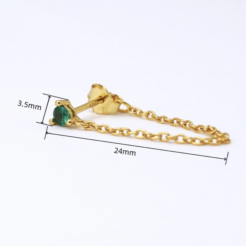 Chain Drop Earrings - Emerald Green And Gold | Vixen Online Store